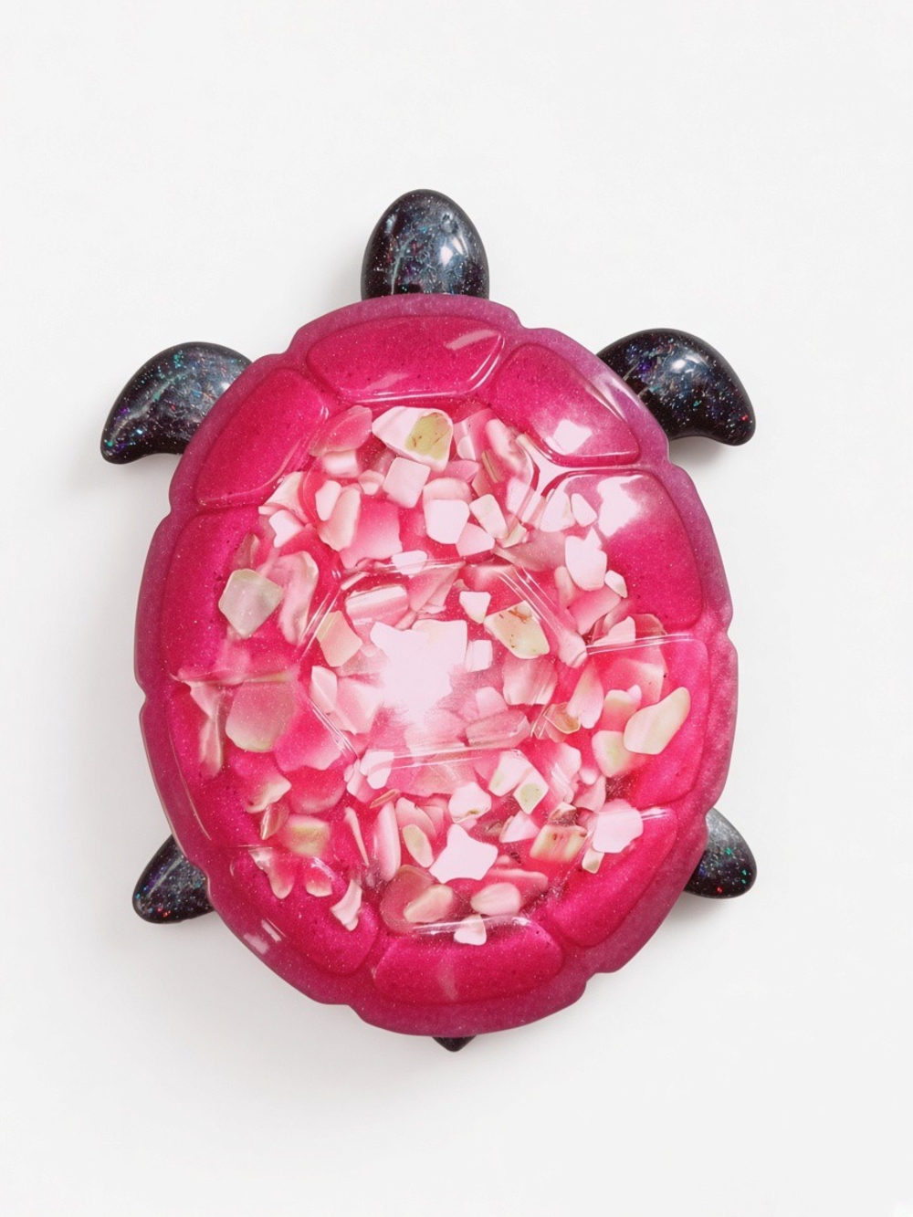 Fuchsia Turtle Trinket Dish with Iridescent Shell Accent